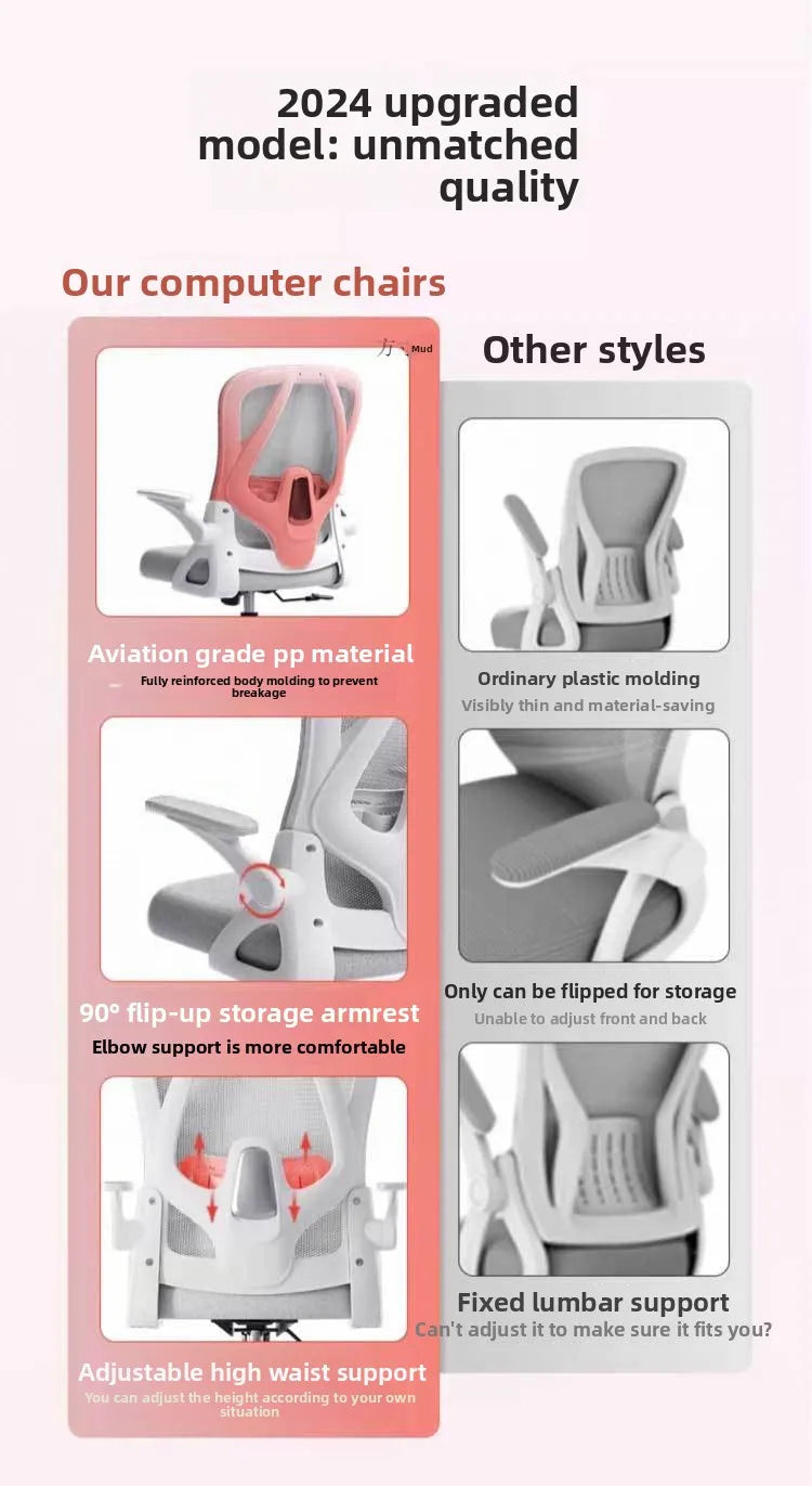 Ergonomic Gaming Chair with Adjustable Height, Comfort Support Cushion, Office Desk Chair for Home, Dorm, Gaming, and Long Hours Use