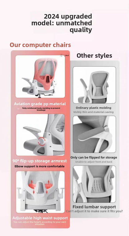 Ergonomic Gaming Chair with Adjustable Height, Comfort Support Cushion, Office Desk Chair for Home, Dorm, Gaming, and Long Hours Use