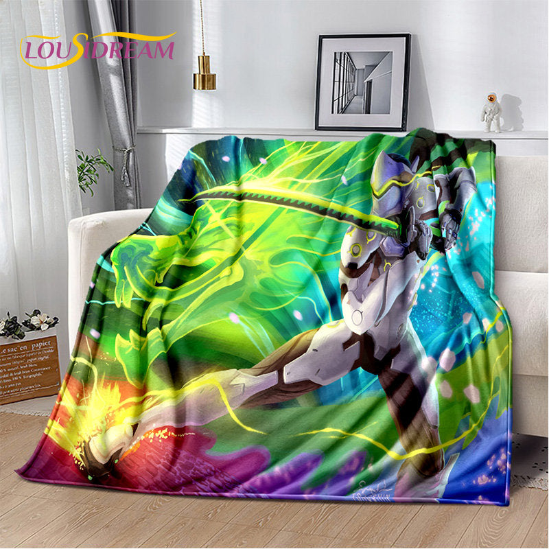 Overwatch Game Gamer D.Va Reaper Soft Plush Blanket, Flannel Blanket Throw Blanket for Living Room Bedroom Bed Sofa Picnic Kid 3D