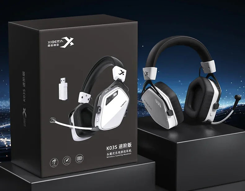 XIBERIA Wireless Gaming Headphones K03S Pro 7.1 Surround Sound 2.4GHz 4 Mode Headsets Gamer 2000mAh Battery Low Latency IEM