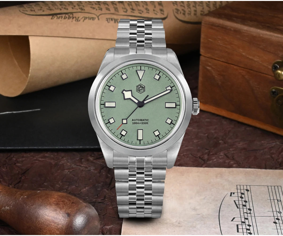 San Martin 38mm Men Sport Watch Fashion Luxury Explore Climbing Automatic Mechanical Sapphire Waterproof 5 Links Bracelet BGW-9