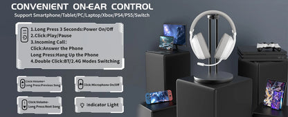 ATTACK SHARK L80PRO Wireless Gaming Headset – Tri-Mode Bluetooth Headphones with Dual Microphone, Lightweight Design & Premium Gaming Audio