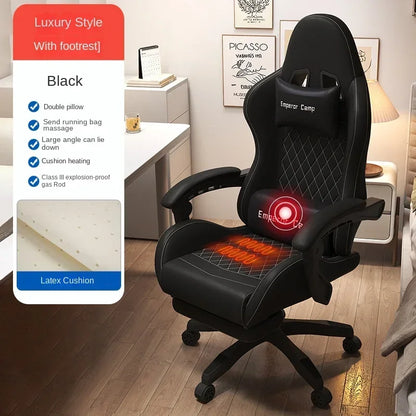 Silla gaming Hestora de piel PU grande y alta, silla ergonómica para ordenador con respaldo alto, reposapiés, masaje y soporte lumbar para adultos
