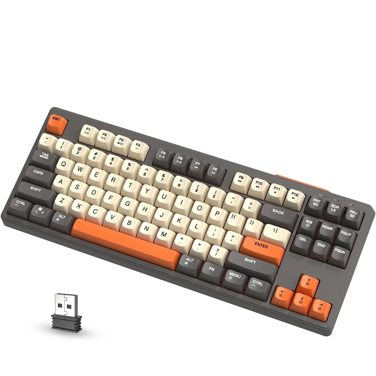 Free Wolf M87 75% Wireless Gaming Keyboard - Silent Switches, Rainbow Backlit, BT/2.4G, PBT Gradient Keycaps, Compact Design