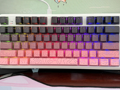 Topographic 4.0 Side Printed Keycaps Cherry Profile Double Shot PBT Keycaps for MX Switch Mechanical Keyboard with ISO Enter Shine Through Keycaps