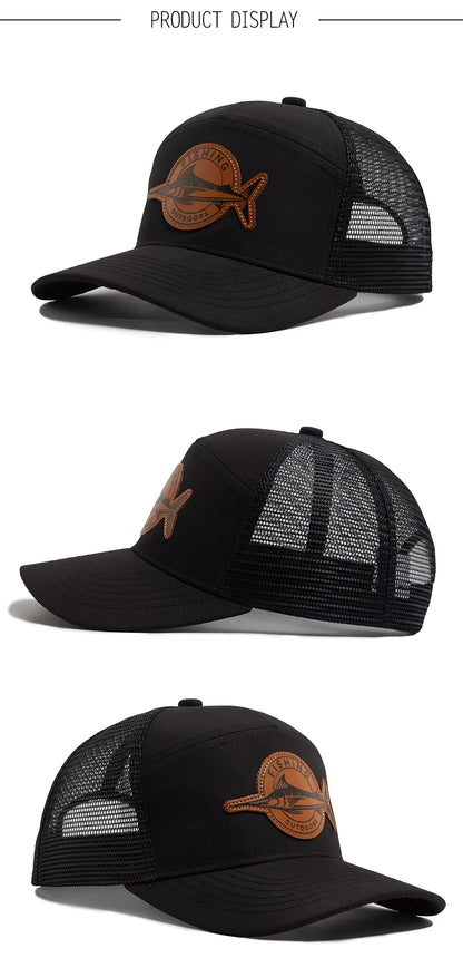 Shark Leather Label Men's Baseball Cap Casual 7 Panel Style Trucker Hat Fashion Hip Hop Mesh Caps Summer Women Visor Hats Unisex