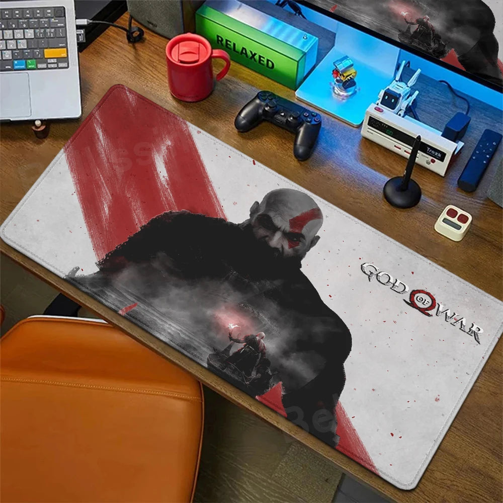 Xxl Mouse Pad God of War Desk Mat Gaming Accessories Keyboard Computer Mousepad Gamer Large Pc Cabinet Office Table Carpet Rug