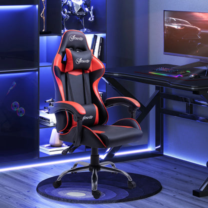 Vinsetto Gaming Chair Adjustable Height Ergonomic Gaming Chair with Reclining Backrest, Lumbar Support, Headrest & 360° Swivel Racing Style Office Chair Red