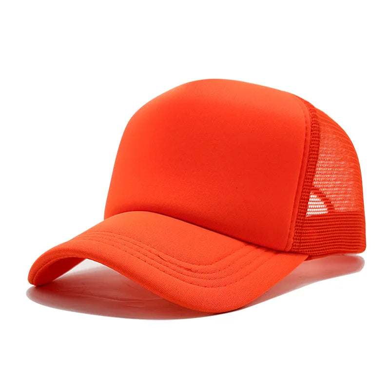 Sponge Mesh Baseball Cap - Unisex Solid Color Trucker Hat Adjustable UV Protection Fashion Breathable Snapback Sun Hat