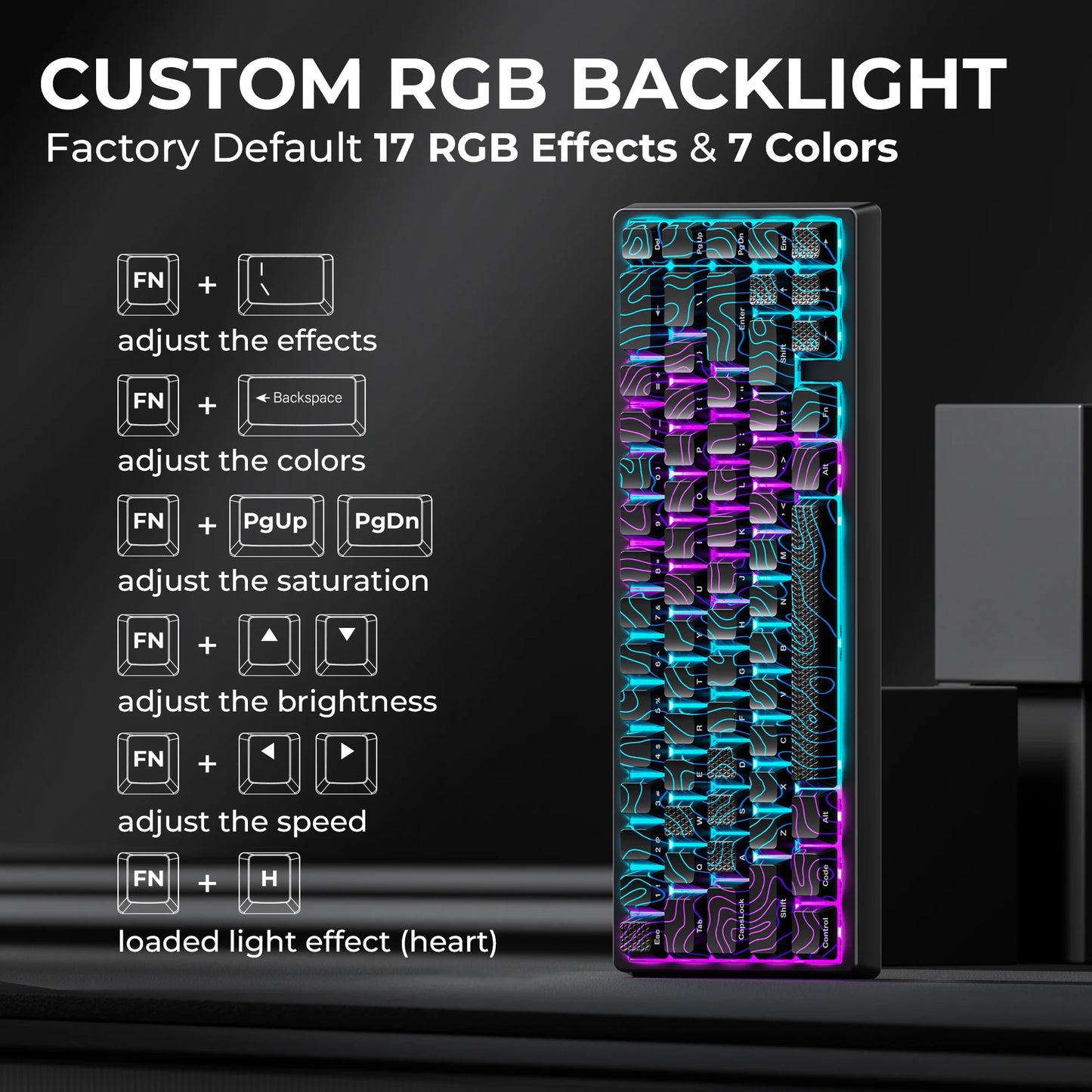 XVX M67 JadeStone Mechanical Keyboard 65% Tri-Mode Wireless Keyboard, Hot Swappable RGB Mechanical Keyboard with IMD Keycaps, Gasket Mount Gaming Keyboard