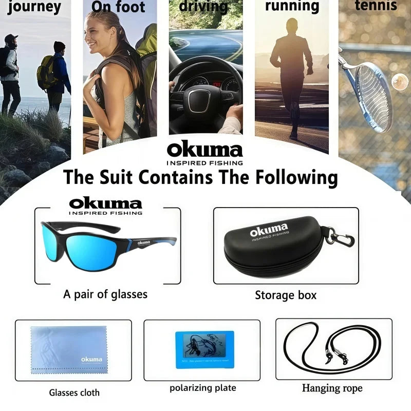 Okum fashion polarized glasses UV400, anti UV, glare, strong light, suitable for cycling, driving, fishing, etc