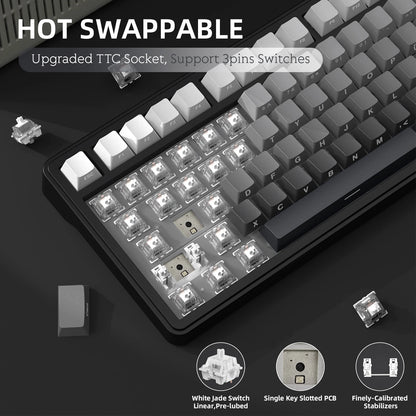ATTACK SHARK X85 Tri-Mode Gasket Mechanical Keyboard 75% Wireless Hot Swappable RGB Gaming Keyboard with CNC Knob, 5-Layer Sound Dampening & NKRO