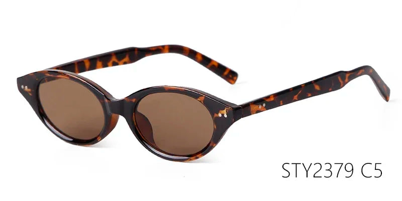 Trend Tortoise Shell Cat Eye Sunglasses 2025 Women Men Brand Designer Sun Glasses Cateye Rivets Narrow Frame Shades Female UV400