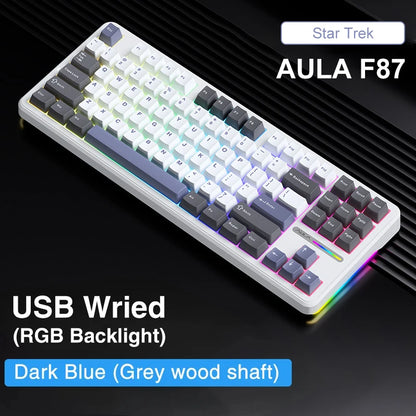 AULA F87 Pro Mechanical Keyboard 2.4g/Usb/Bluetooth Tri Mode Wireless 87 Key 5 Layer Silencing Filling Suitable For Gam Original