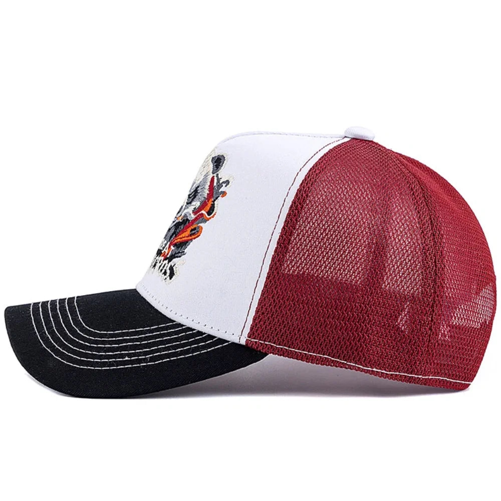 Styl unisex – fajna czapka z daszkiem z haftem pandy, eleganckie czapki typu trucker dla mężczyzn i kobiet, oddychająca czapka letnia do noszenia na co dzień i na świeżym powietrzu