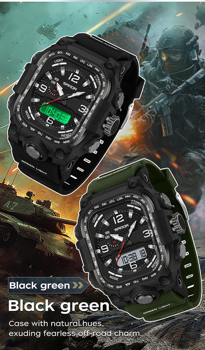 SANDA 6310 Men's Electronic Watch Multifunctional Luminous Alarm Clock Calendar Stopwatch Dual Display Digital Watches for Man