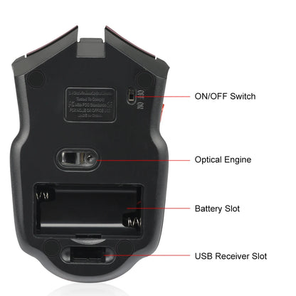2.4G Wireless Mouse 1600DPI Optical Gaming Mouse with USB Receiver, 6-Button Ergonomic Wireless Mouse for PC, Laptop & Computer