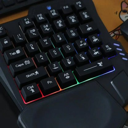 USB Single Hand Keyboard Luminous Ultra-slim One Handed Keyboard 3 Color Backlight 35 Keys Gaming Mechanical Keyboard Laptop