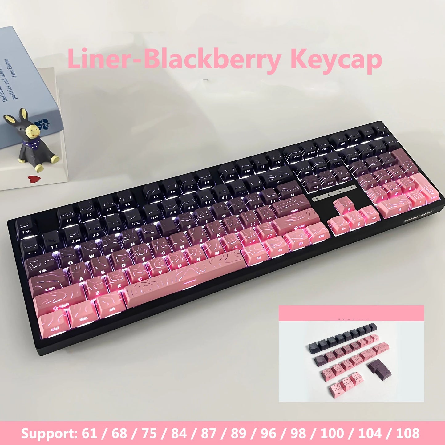 Topographic 4.0 Side Printed Keycaps Cherry Profile Double Shot PBT Keycaps for MX Switch Mechanical Keyboard with ISO Enter Shine Through Keycaps