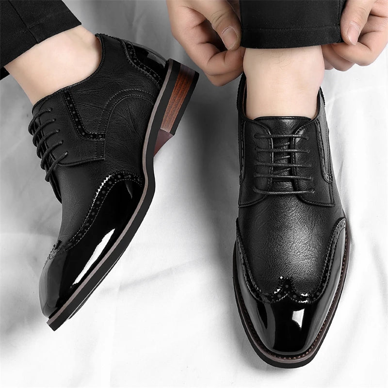 PU Leather Men's Oxford Shoes Heighten Formal Casual Shoes Business Male Suit Shoes New Design Derby Footwear Walking Sneakers