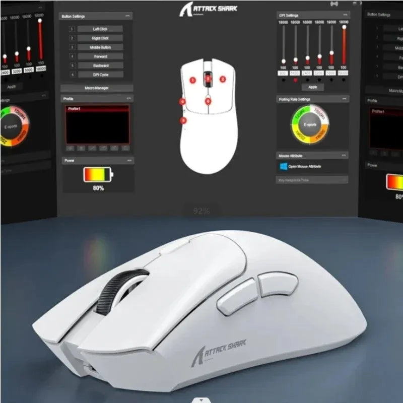 ATTACK SHARK R1 59g ultralätt mus med PAW3311, 18000DPI, 400IPS, 40G, 1000Hz, Tri-Mode, Broadcom BK3633 Master, 20 miljoner klick