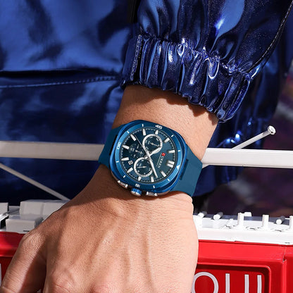 Orologio da uomo CURREN – Nuovo modello di lusso al quarzo, cinturino in silicone, stile sportivo, multifunzione, impermeabile, luminescente, con datario e cronometro.