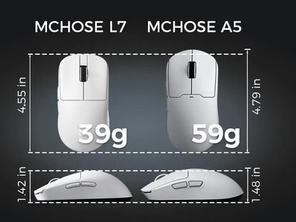 MCHOSE L7 Ultra Wireless Gaming Mouse PAW3395 26K Sensor, 8K Polling, 39g Ultra-Lightweight Tri-Mode Gaming Mouse with Bluetooth, 2.4GHz & Wired