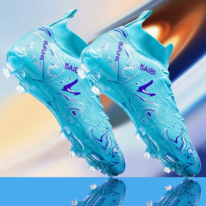 Chaussures de football AG FG économiques, tige en mélange PU, crampons longs en TPU durables, antidérapantes, pour adultes, pour terrain en herbe naturelle