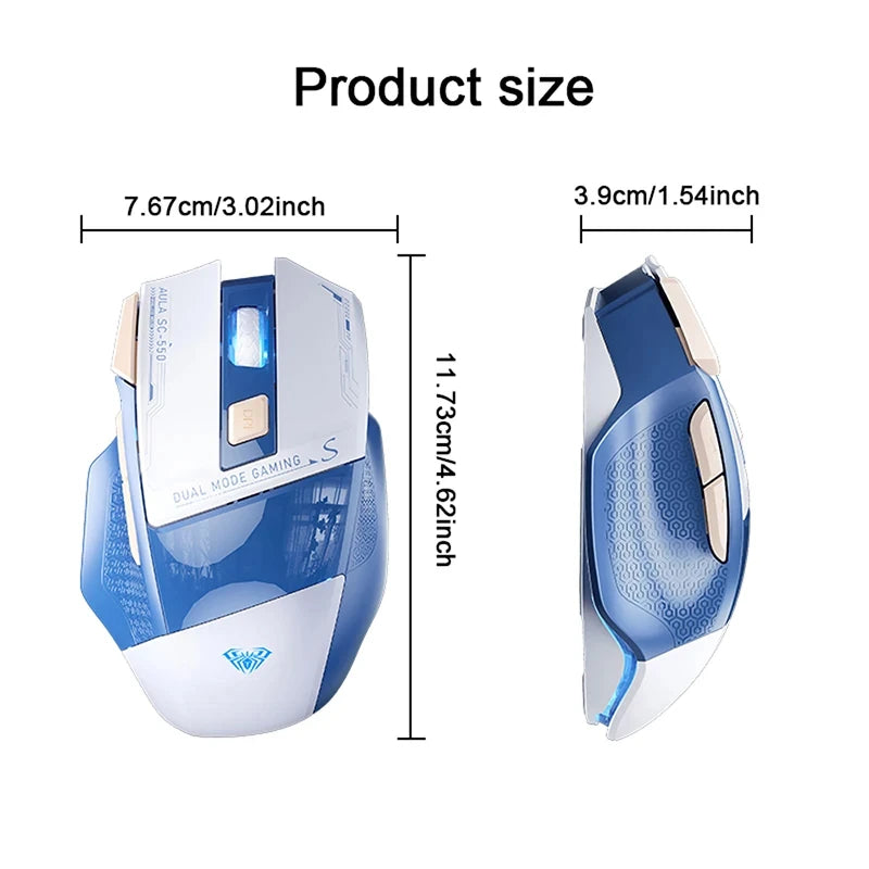AULA SC550 Wireless Gaming Mouse Dual-mode Rechargeable Luminous Mechanical gaming mouse for Desktop/laptop E-sports USB Mouse