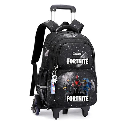 Fortnite Trolley Bag Easy Stair Climbing Anime Waterproof Wheeled Backpack Large Capacity Student Schoolbag Casual Travel Bag