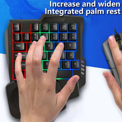 1pc RGB Gaming Keyboard Single Hand Mini USB Ultra-slim Wired 35-Keys OneHandedly Backlight Keyboard For Computer PC Laptop