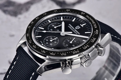 Zegarek PAGANI DESIGN Moon – luksusowy męski chronograf kwarcowy w sportowym stylu, szafirowe szkło z powłoką antyrefleksyjną, luminescencyjny wyświetlacz