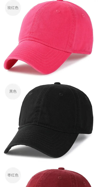 New Solid Color Big Size 63cm Soft Cotton Baseball Caps Men Classic Plus Snapback Cap Ladies High Quality Golf Sun Hat  59-62cm