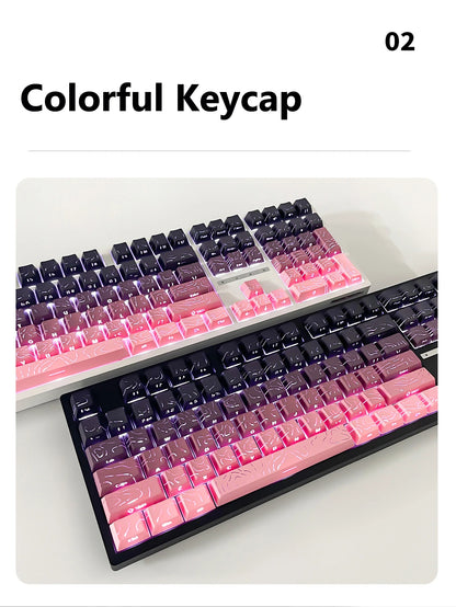 Topographic 4.0 Side Printed Keycaps Cherry Profile Double Shot PBT Keycaps for MX Switch Mechanical Keyboard with ISO Enter Shine Through Keycaps