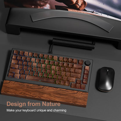 Wood Grain, Side Engraved Translucent Cherry Keycap PBT 126 Keys, Customized for 60/84/98/108 Mechanical Keyboard