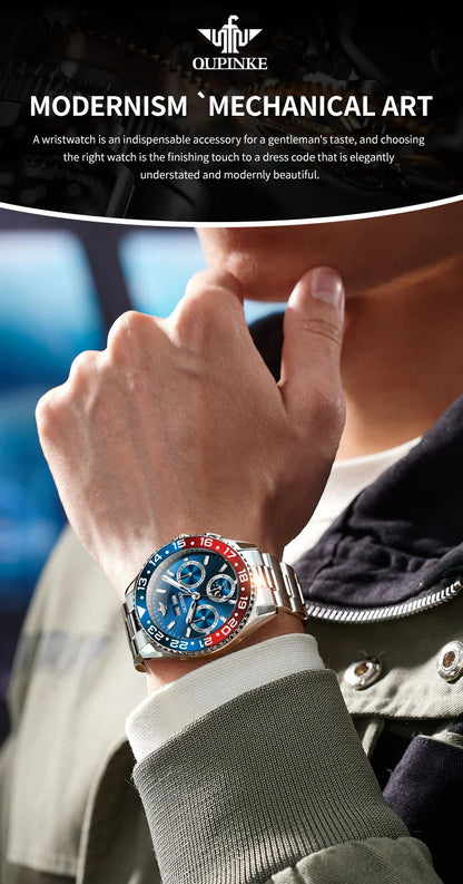 OUPINKE Fashion Mens Watches Top Brand Luxury Business Sport Watch Multifunction Automatic Mechanical Men Clock Waterproof Reloj