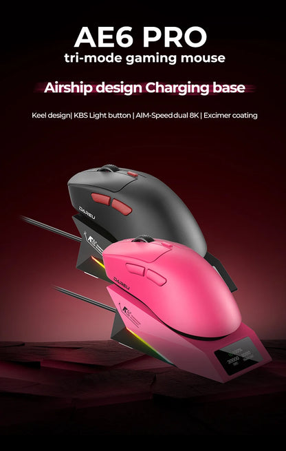DAREU draadloze gamingmuis 8khz polling rate AIM-750 (3950) 30000 DPI tri-mode gamermuis 60g met oplaadstation