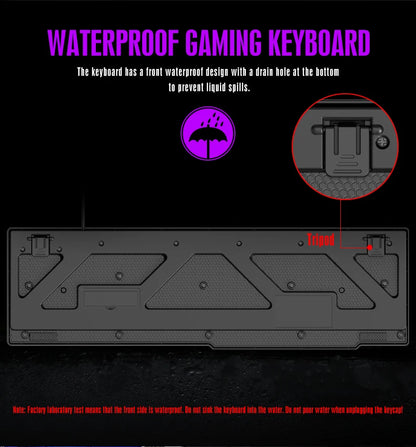 T20 Wired Keyboard Computer Accessories Russian Spanish Keyboard USB Game RGB Backlit Mechanical Touch Keycap Standard 104 Keys