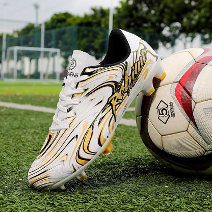 Chaussures de football pour hommes, modèle bas, avec crampons longs FG/TF, chaussures de football pour jeunes, ultra-légères, antidérapantes, pour entraînement sur gazon naturel, chaussures de sport.