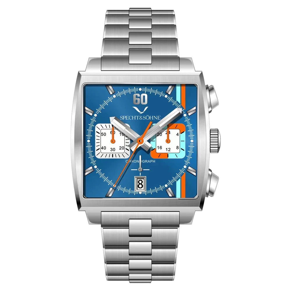 2024 Specht & Sohne New Classic Men's Quartz Watch Blue Color Stainless Steel Japan VK63 Movt Genuine Leather Montre Homme 39MM