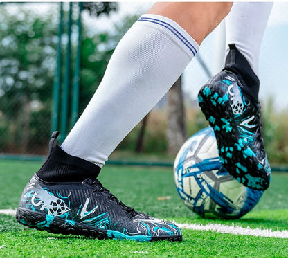 Chaussures de Football pour hommes et femmes, chaussures d'extérieur AG/FG, bottes de Football respirantes, ultralégères, antidérapantes, chaussures d'entraînement de Futsal