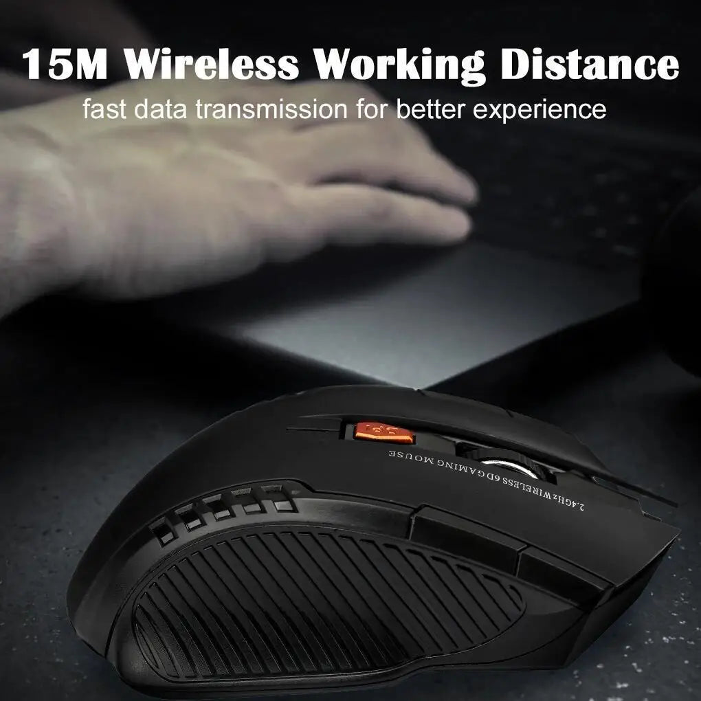 2.4G Wireless Mouse 1600DPI Optical Gaming Mouse with USB Receiver, 6-Button Ergonomic Wireless Mouse for PC, Laptop & Computer