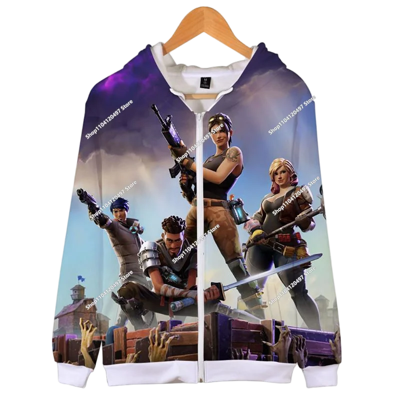 2024 New Game Zipper Hoodie Children's Sweatshirt Fortnite Pullover Sweatshirts Fashion Boys and Girls Clothing