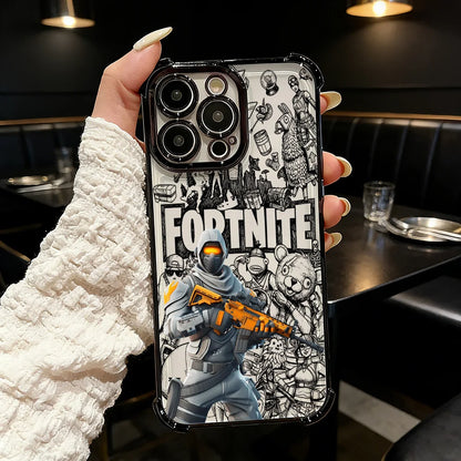 Capa de telemóvel FortniteS com acabamento metalizado, para Samsung A37 A57 A07 A36 A16 A35 A55 A25 A26 A05s A15 A54 A34 A24 A14 A05 A04 4G 5G
