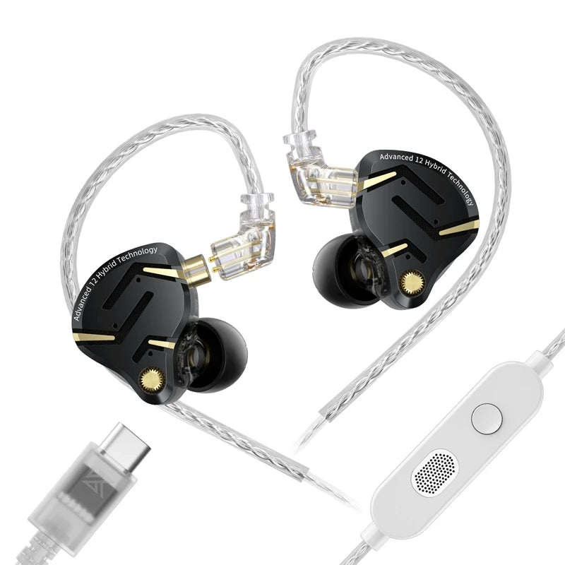 KZ ZS12 PRO 2 Hybrid IEM Earphones – HiFi Bass Wired Gaming Earbuds with Super-Linear Drivers