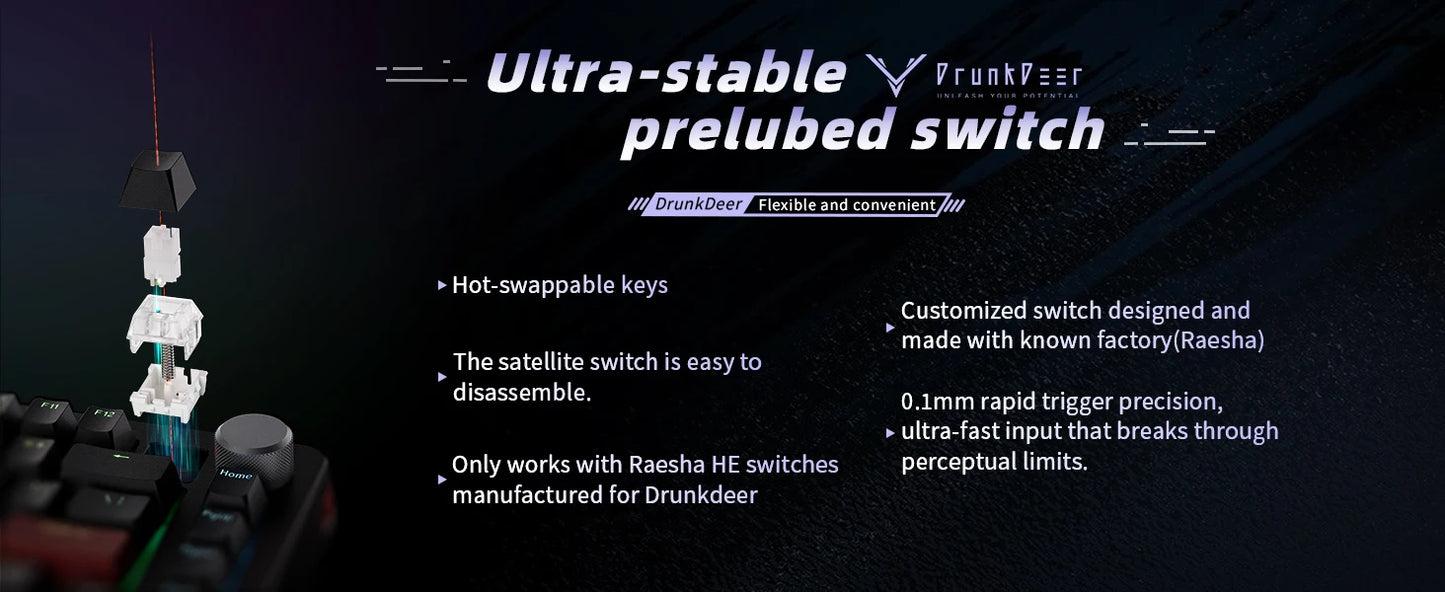 DrunkDeer A75 Pro HE Magnetic Switch Gaming Keyboard Rapid Trigger Wired RGB Mechanical Keyboard Hot-Swap Gasket Mount