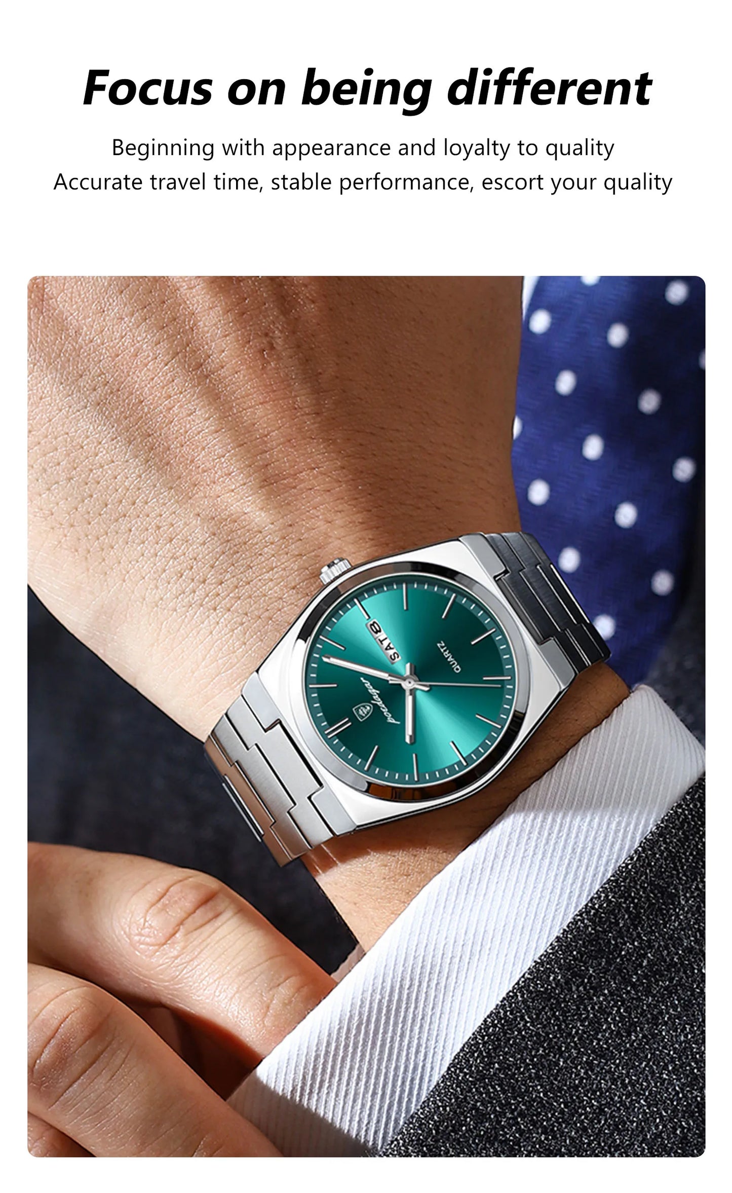 POEDAGAR Fashion Men Watch Waterproof Luminous Date Week Men's Watches Stainless Steel Functional Man Quartz Watch with Gift Box