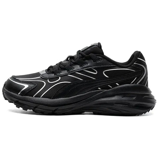 Puma Hypnotic Series LS, chaussures de ville décontractées à la fois élégantes et confortables, modèle bas, noir et argent, 397668-07.