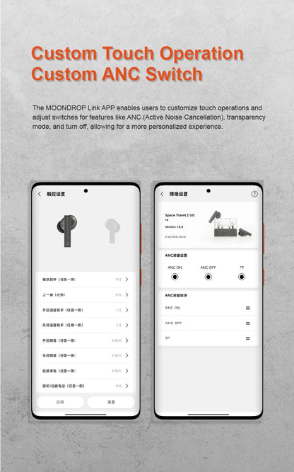MOONDROP Space Travel 2 ULTRA TWS Bluetooth Earphones with ANC, LDAC Hi-Res Audio, Bluetooth 6.0, 55ms Low Latency Gaming Earbuds