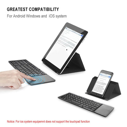 2026 Folding Bluetooth Keyboard Wireless Klavye English Russian with Type-C Charge Port for IOS/Android/Windows ipad Tablet